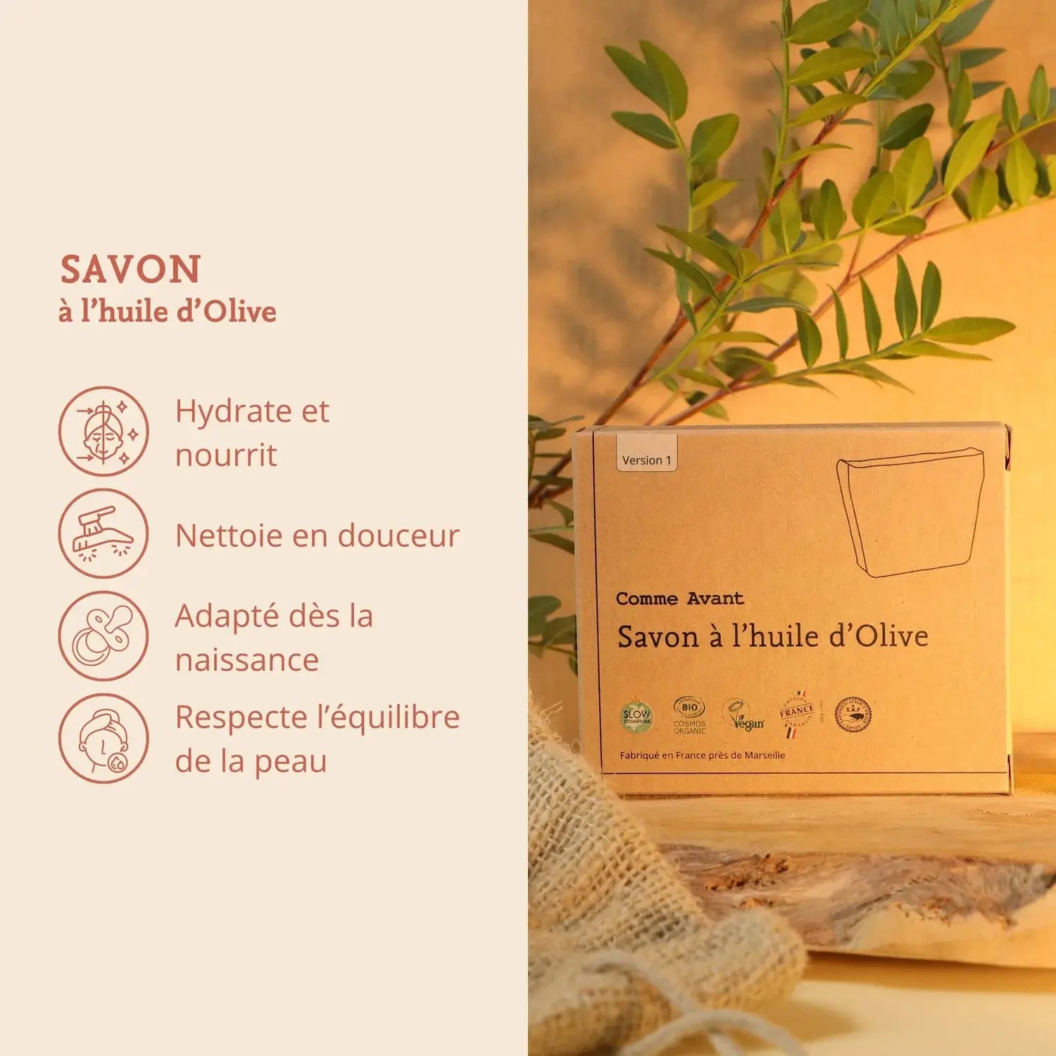 COMME AVANT Savon à l'huile d'olive, savon solide de la marque Citron Grenadine
