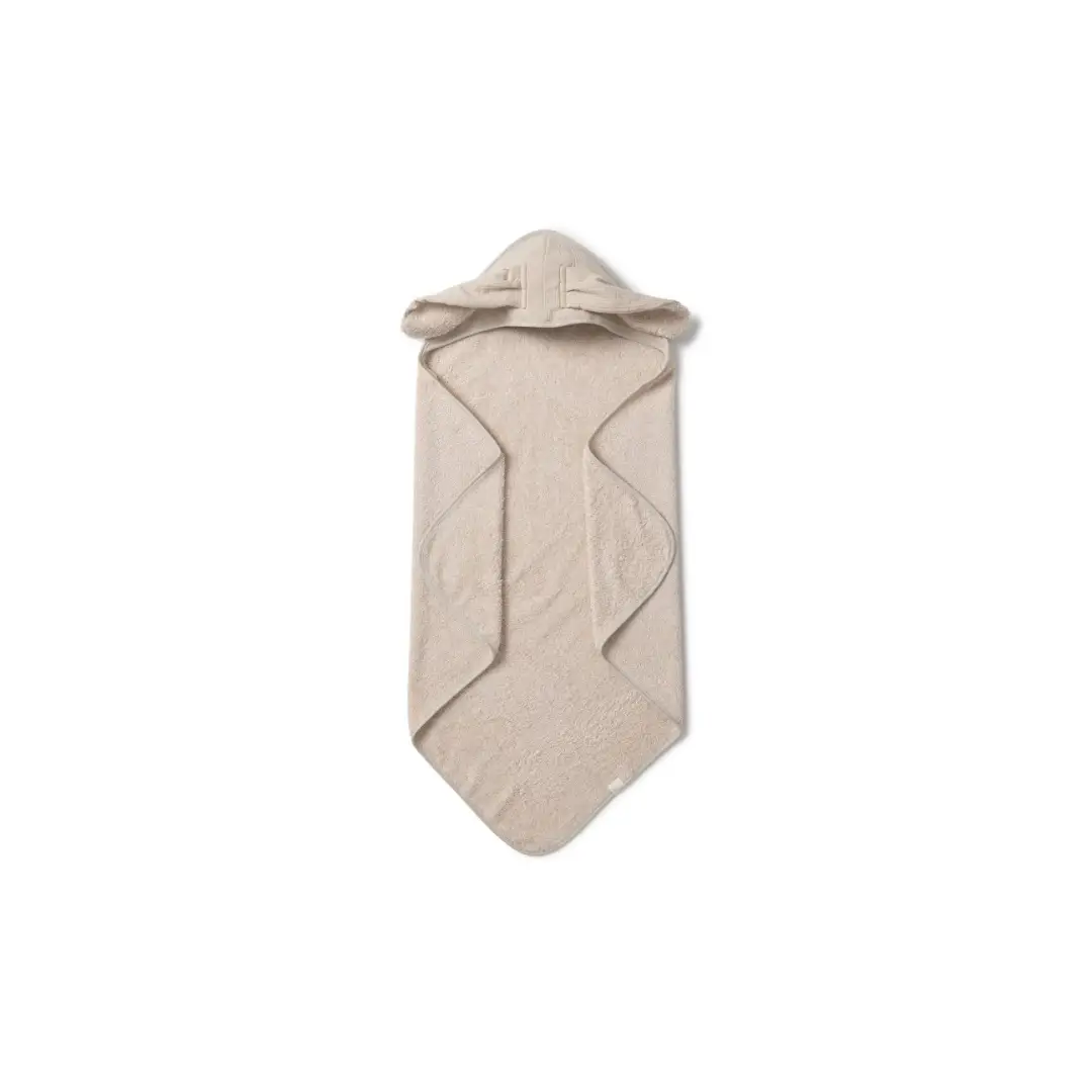 BabyShower hooded towel cape bunny in blush beige; soft terry bath accessory for babies