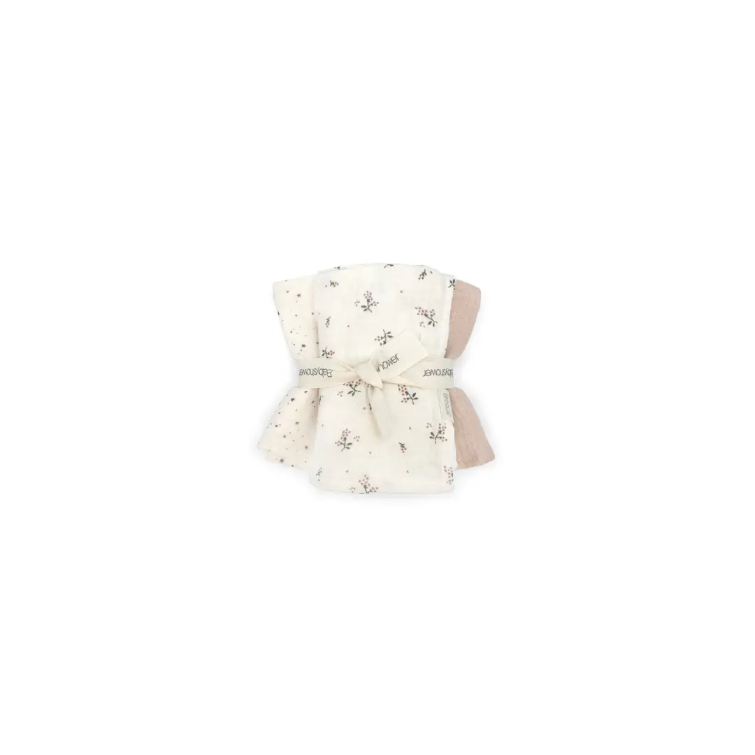 Set de 3 langes Citron Grenadine roseberry, imprimé crème à motifs floraux