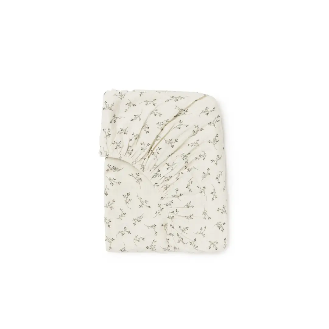 BABYSHOWER diaper changing pad cover in olive bloom pattern on cream fabric