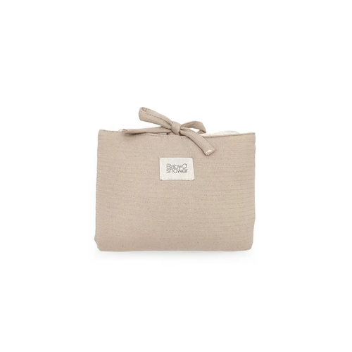 Audrey feel blush nomade changing mat, beige knit fabric with bow, Baby Shower label