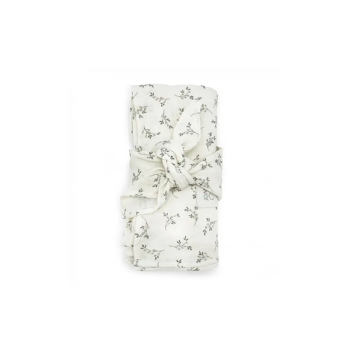 BABYSHOWER minimax swaddling blanket olive bloom by Citron Grenadine, cream fabric with olive twig print
