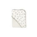 Baby bath cape Citron Grenadine, olive bloom print on beige fabric with gray trim