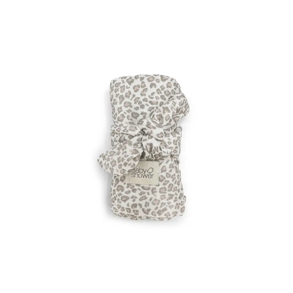 BABYSHOWER minimax swaddle blanket set, soft leopard print in neutral beige tones