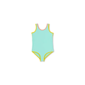 Citron Grenadine BAÏNES pam maillot anti UV turquoise one-piece swimsuit with yellow trim