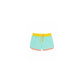 BAÏNES kiwi turquoise anti-UV rash guard shorts with yellow waistband and orange trim