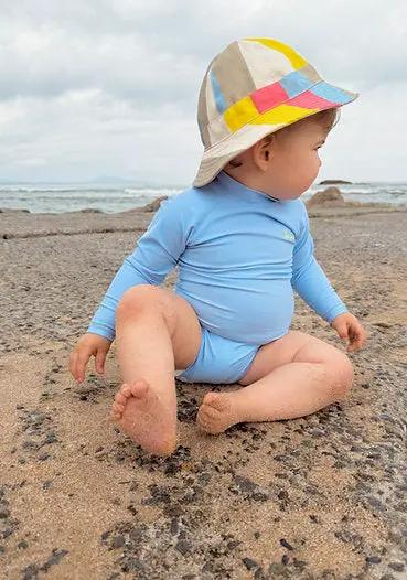 BAÏNES mango maillot UPF50 sunny blue baby swimsuit by Citron Grenadine