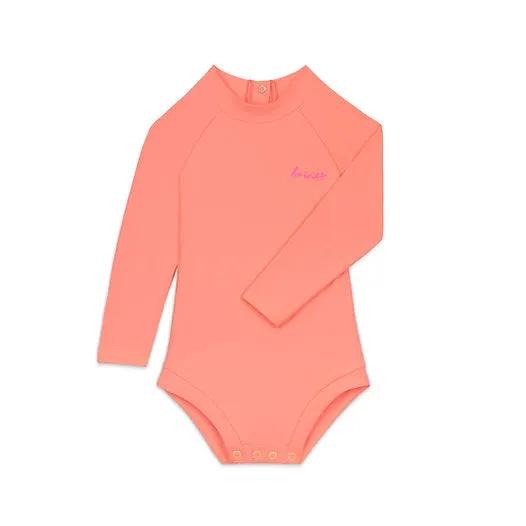BAÏNES mango maillot long-sleeve baby swimsuit UPF50 in sunny peach by Citron Grenadine