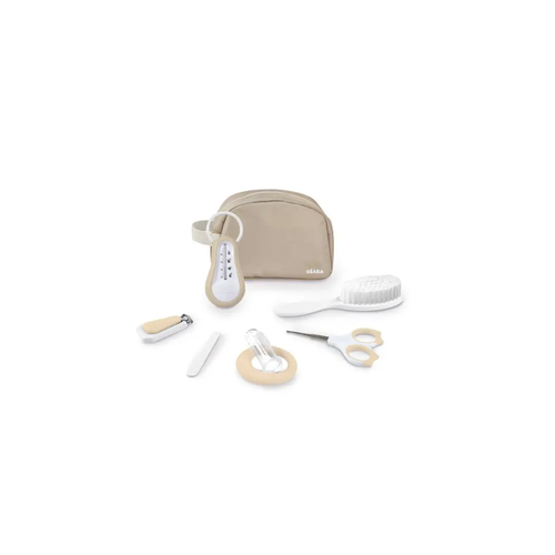 BEABA toiletry bag with 7 Terre d’argile accessories, beige, Citron Grenadine