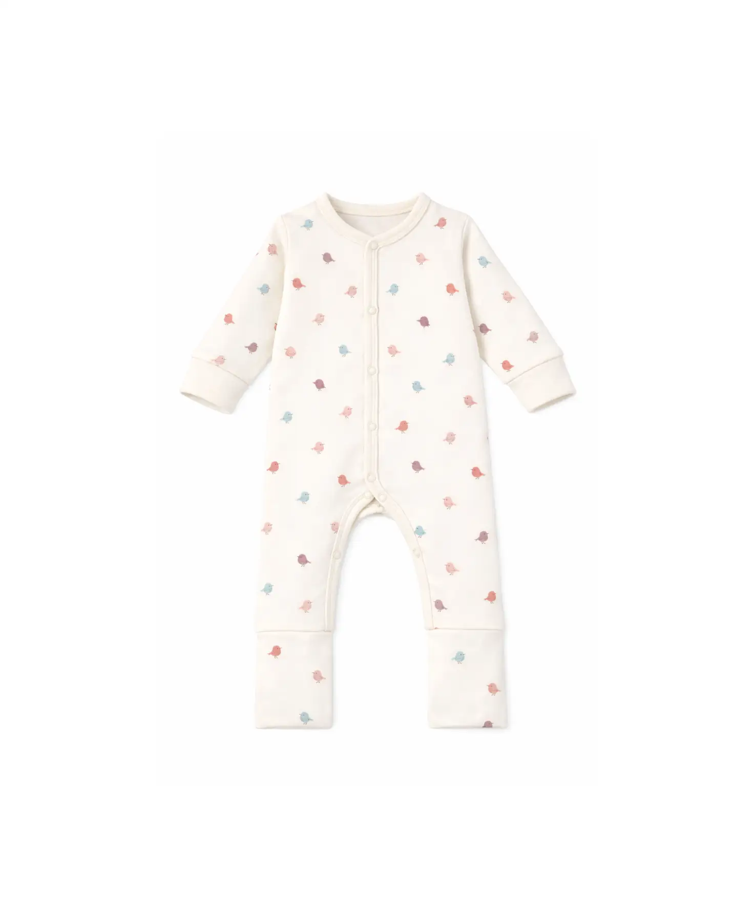 More Than Babies pyjama for babies and children by Citron Grenadine - cream footed romper with pastel bird print