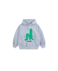 BOBO CHOSES long puff hoodie sweatshirt in light blue with green cactus graphic