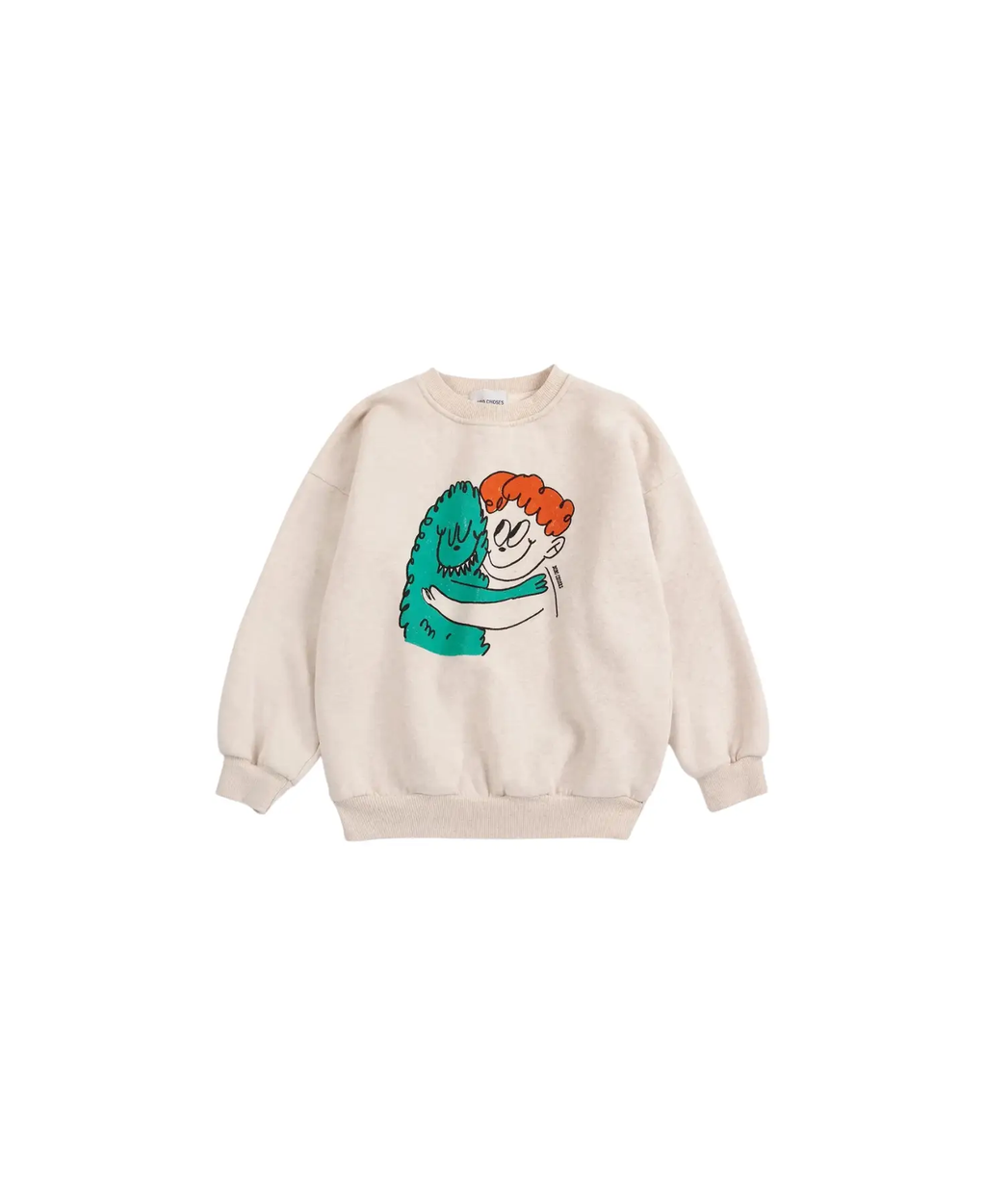 BOBO CHOSES hug hairy monster sweatshirt, beige, Citron Grenadine