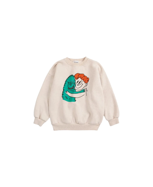 BOBO CHOSES hug hairy monster sweatshirt, beige, Citron Grenadine