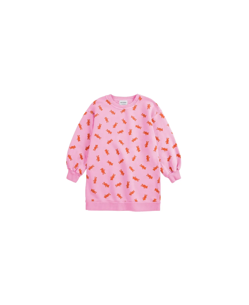 BOBO CHOSES softpaw monster all-over robe sweatshirt for kids; pink with orange monster print