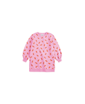 BOBO CHOSES softpaw monster all-over robe sweatshirt for kids; pink with orange monster print