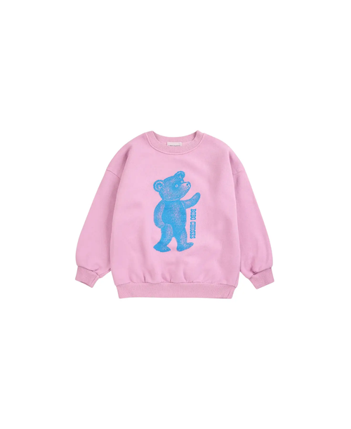BOBO CHOSES softpaw monster sweatshirt in pink with blue bear graphic print