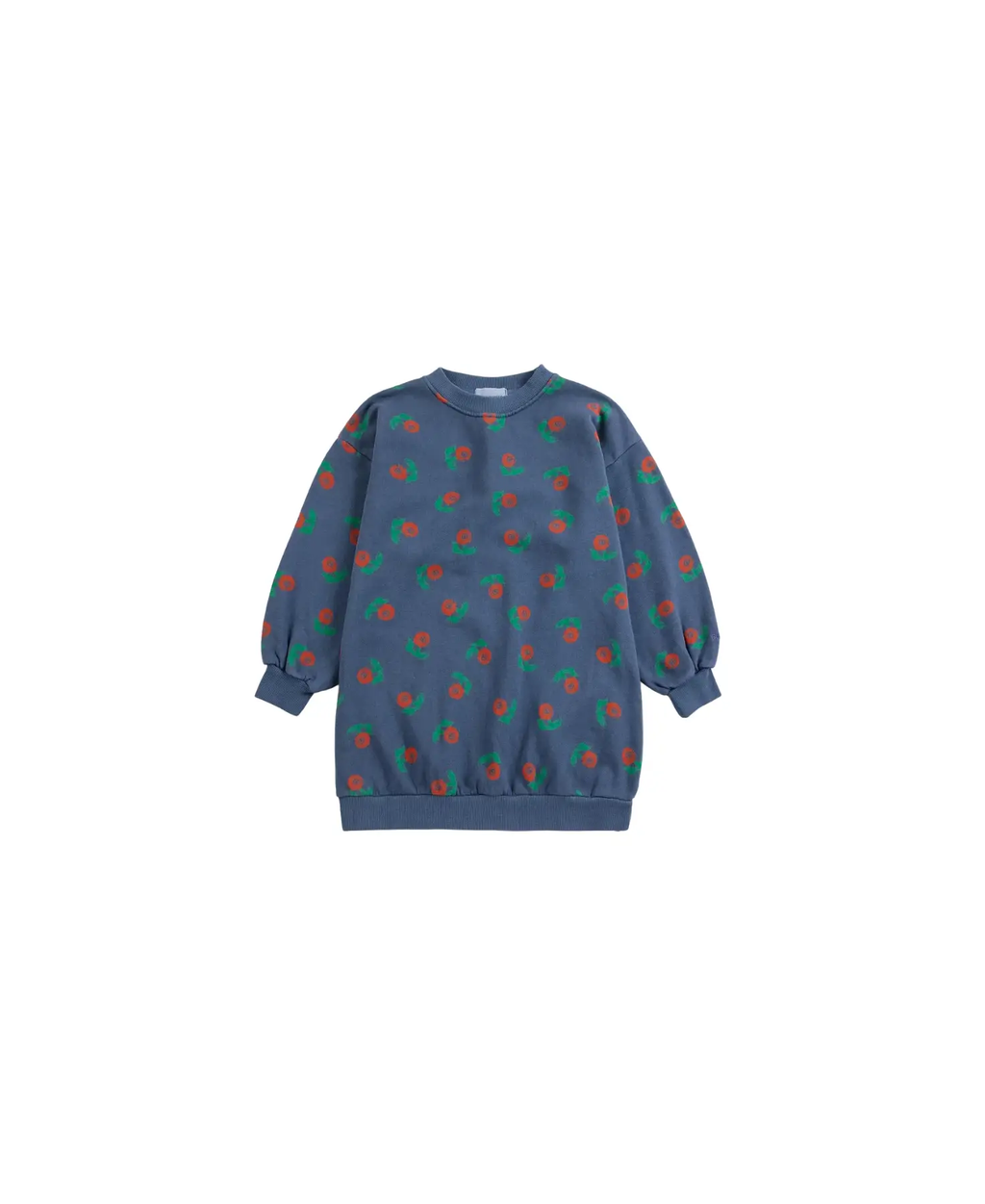 BOBO CHOSES Stamp Bloom all-over print sweatshirt, blue with red blossoms and green leaves