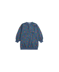 BOBO CHOSES Stamp Bloom all-over print sweatshirt, blue with red blossoms and green leaves