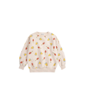 BOBO CHOSES Mush Monster Duo sweatshirt beige with yellow shapes and red mushrooms all-over print
