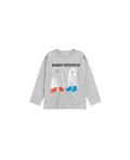 BOBO CHOSES booty ghosts t-shirt, grey with ghost figures and orange/blue feet