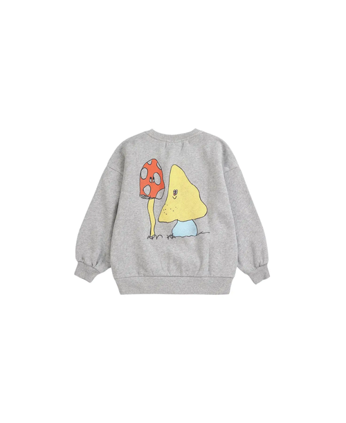 BOBO CHOSES mush monster duo sweatshirt, grey with cartoon mushroom print