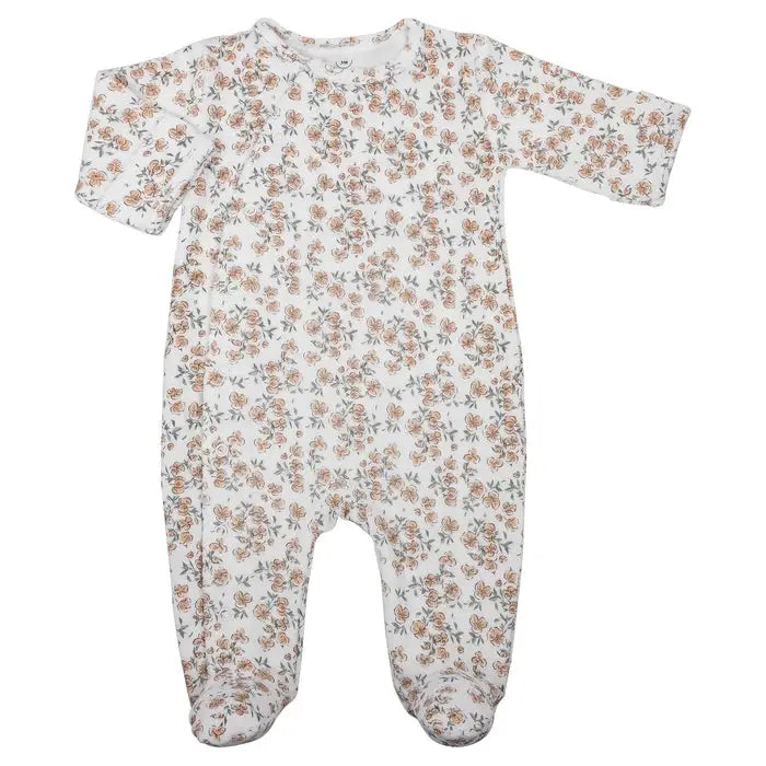 BONJOUR LITTLE pyjama velours calipoppy pour bébé, Citron Grenadine, imprimé fleurs orange
