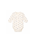 More Than Babies baby bodysuit by Citron Grenadine, cream with blue and brown car prints