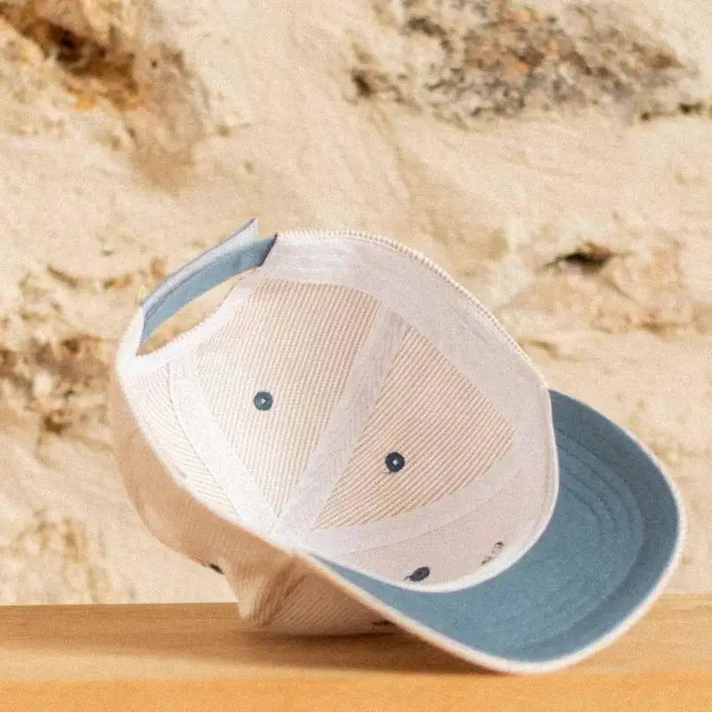 CHAMAYE casquette marinière petit amour baseball cap by Citron Grenadine, white with light blue brim
