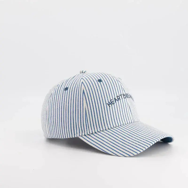 CHAMAYE baseball cap marinière Heartbreaker, white with blue pinstripes