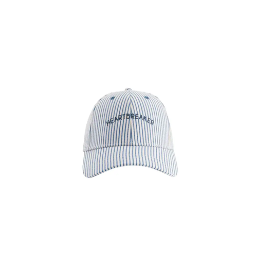 CHAMAYE marinière heartbreaker baseball cap by Citron Grenadine, blue and white vertical stripes