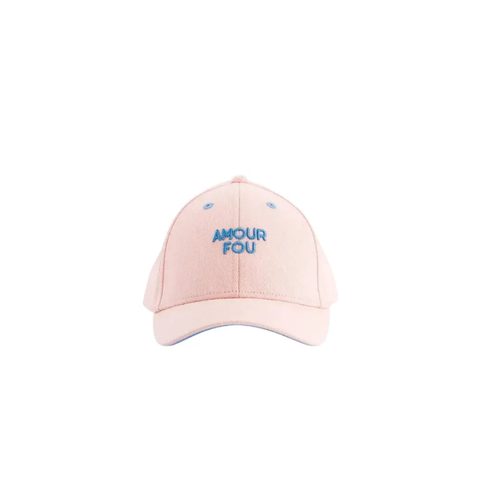 CHAMAYE casquette amour fou pink baseball cap with blue embroidery