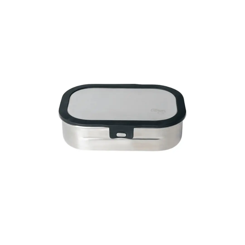 Citron Grenadine lunch box inox/noir with stainless steel body and black lid.