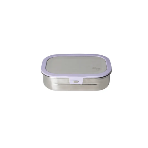 Lunch box inox with purple lid by Citron Grenadine; stainless steel container.
