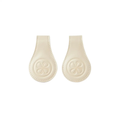 CLOBY stroller clips beige by Citron Grenadine, pair of leather clips with embossed flower badge