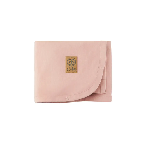 CLOBY baby carrier cover in misty rose, UPF 50+ UV protection, with Cloby logo patch