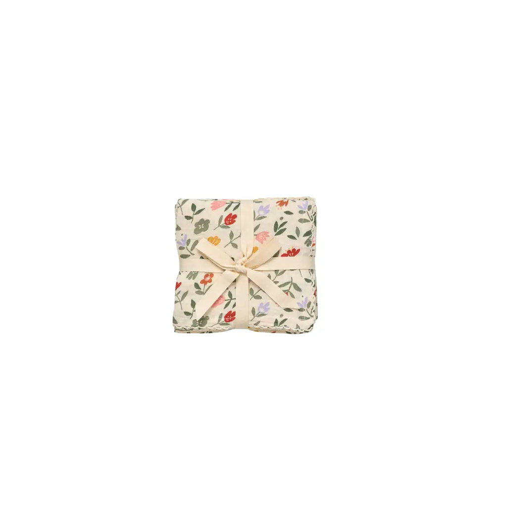 Swaddle blankets set of 3, Flower Market floral print, Citron Grenadine Dear April mio