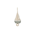 Crib sailboat mobile, beige sail and blue hull, wooden ring, musical.