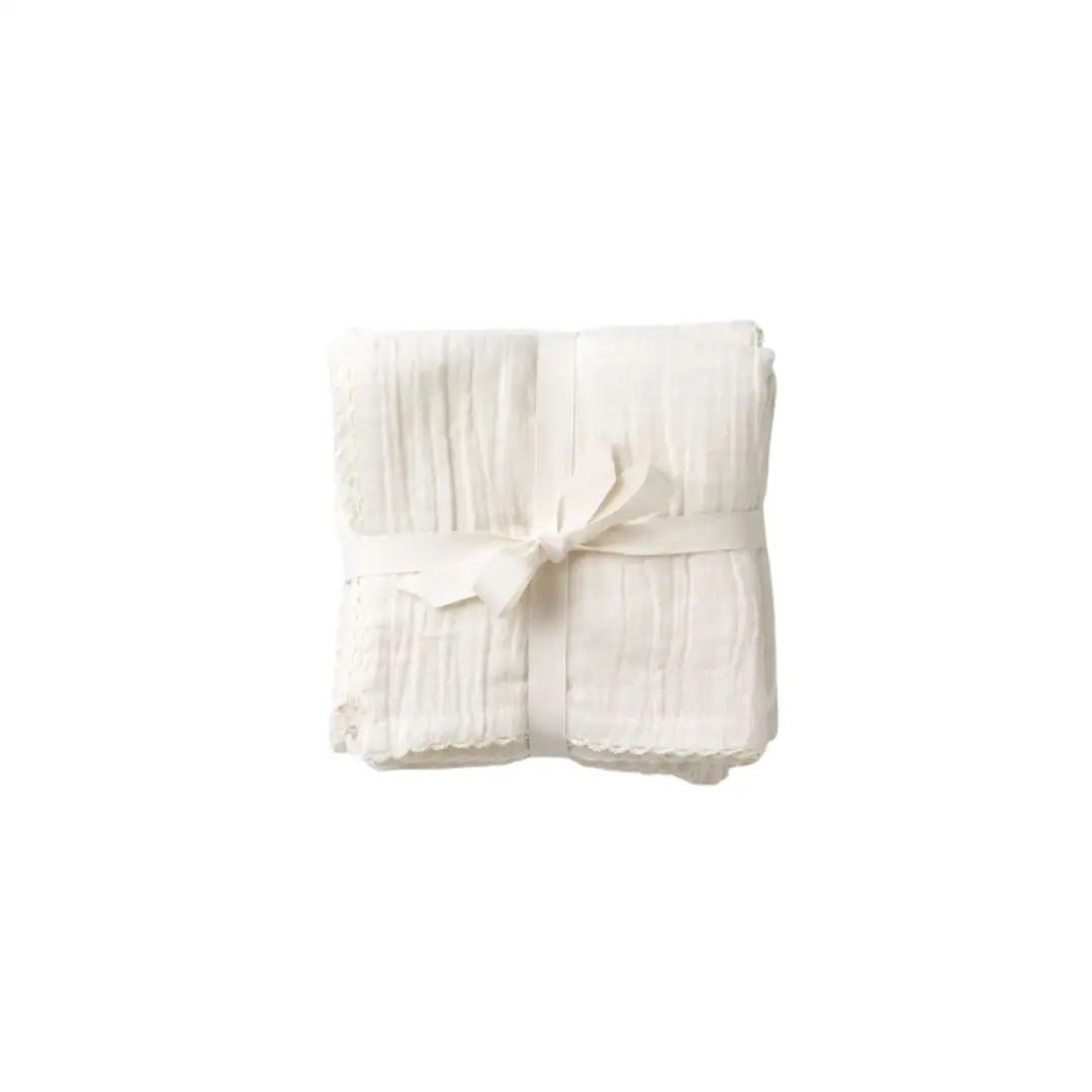 Bibs set of 3 in white, DEAR APRIL Pure Nature by Citron Grenadine
