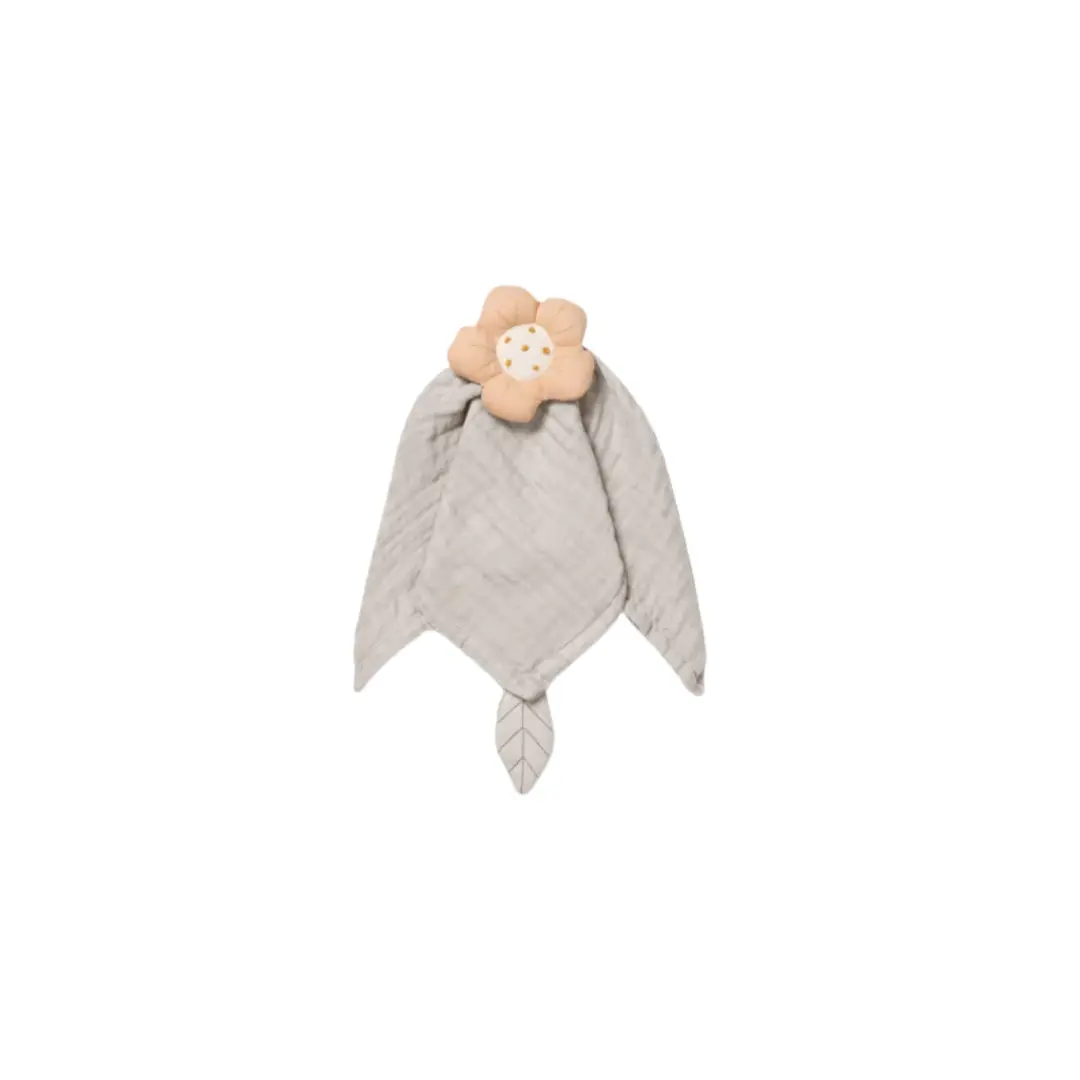DEAR APRIL doudou fleur little mouse plush by Citron Grenadine, gray body with peach flower head