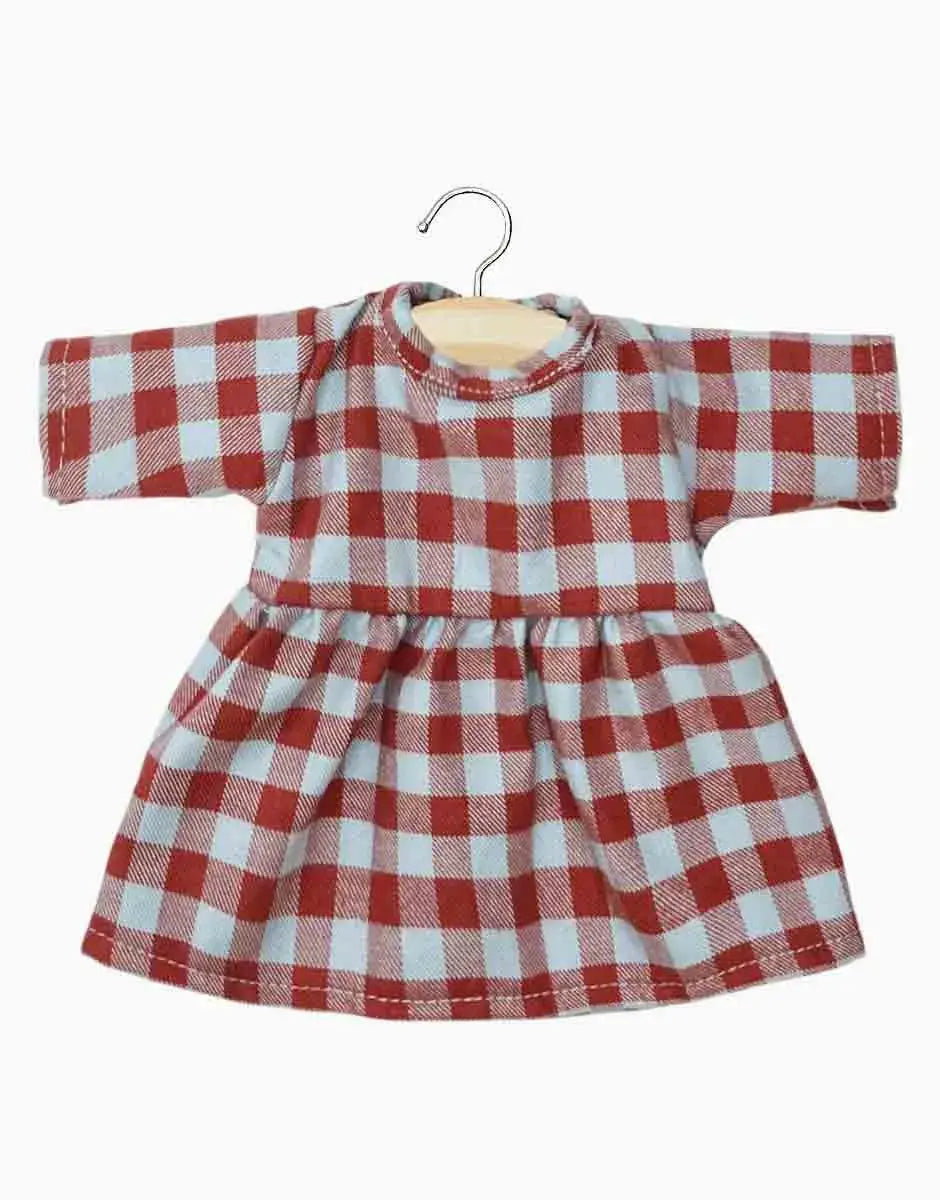 MINIKANE robe Faustine poupée 34 cm en vichy bleu givre