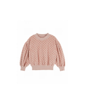 Emile et Ida sweat velours marjolaine pink sweatshirt with small floral print and puff sleeves — Citron Grenadine