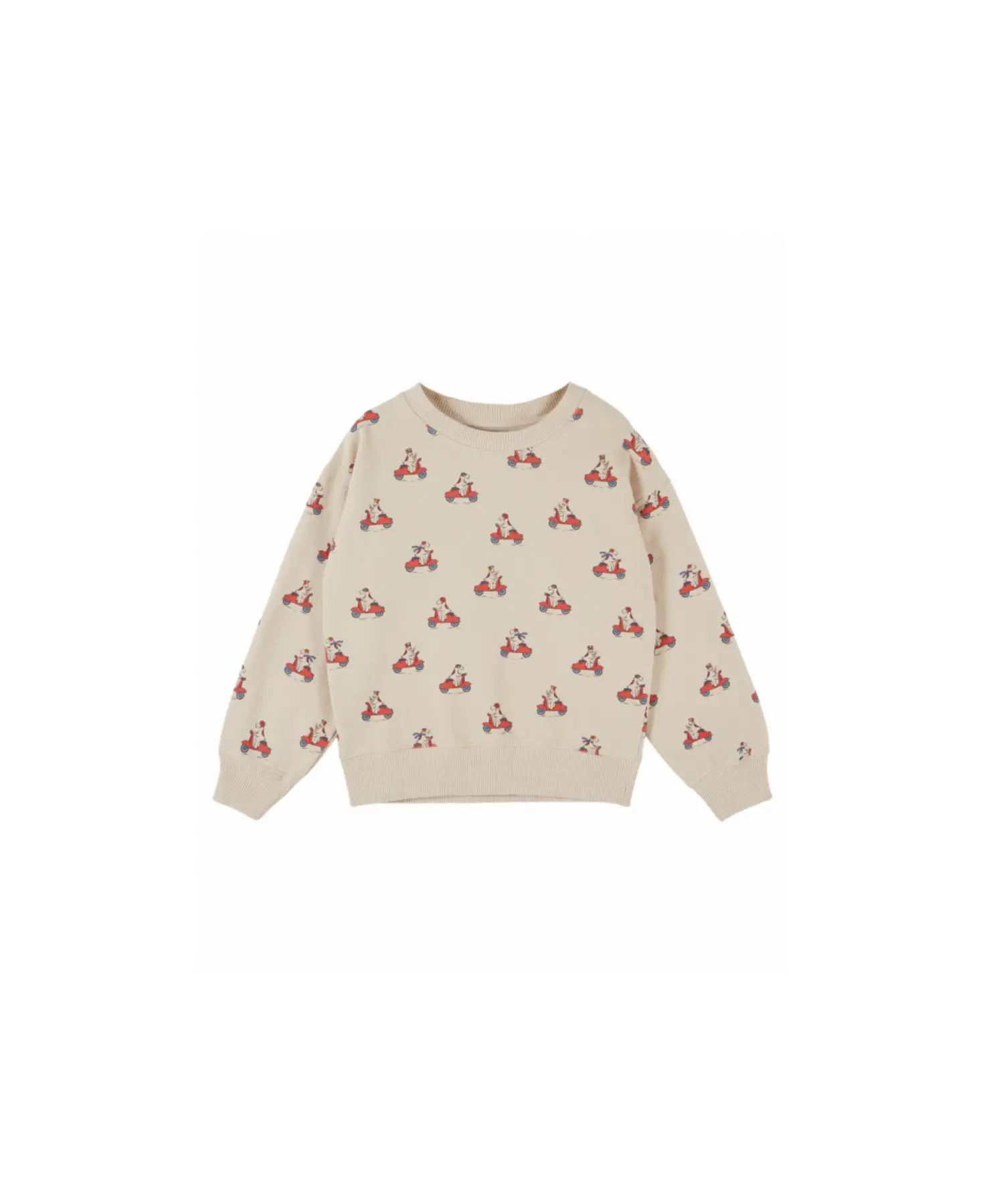 Emile et Ida beige molleton sweatshirt with red scooter print by Citron Grenadine