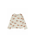 EMILE ET IDA t-shirt renard écru, manches longues, motif renards orange – Citron Grenadine