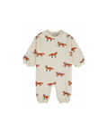Emile et Ida combi molleton fleece romper in cream with orange fox print by Citron Grenadine