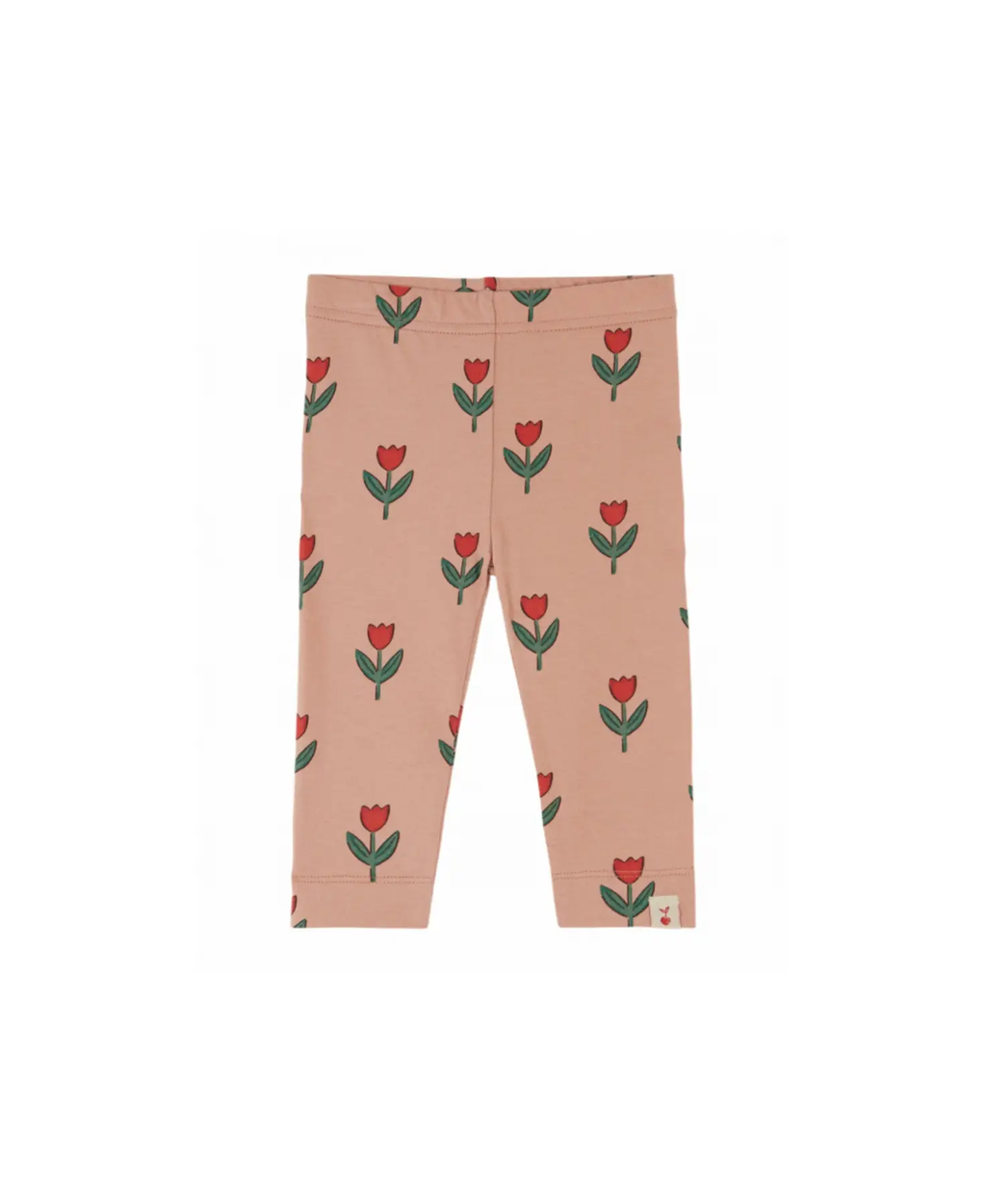 EMILE ET IDA legging soliflore print by Citron Grenadine - peach base with red tulip motifs