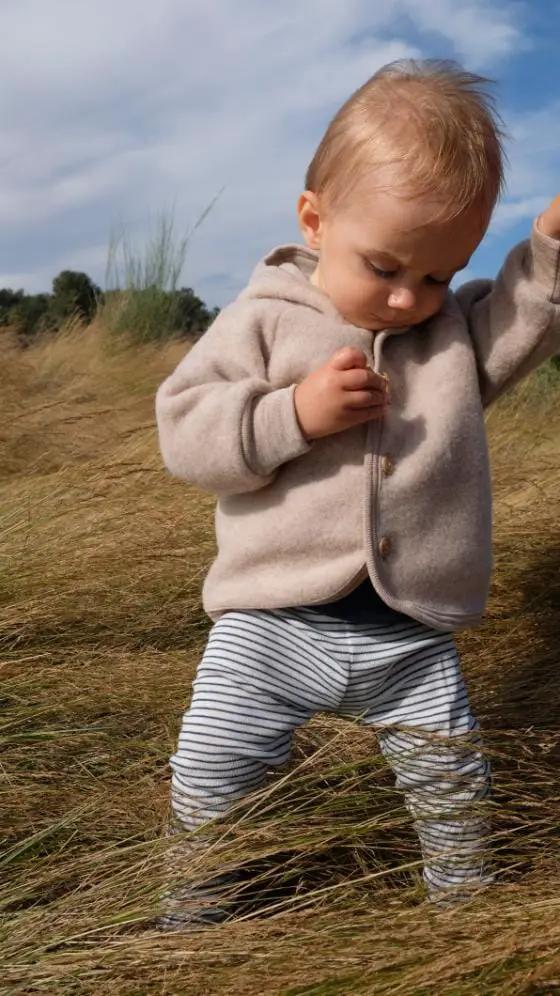 ENGEL NATUR vest in sand, beige fleece jacket by Citron Grenadine for toddlers outdoors