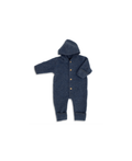 ENGEL NATUR combi pilote bleu chiné pour bébé avec capuche et boutons en bois