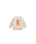 BOBO CHOSES softpaw monster sweatshirt in beige with orange monster graphic by Citron Grenadine