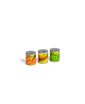 Ensemble de conserves de légumes Erzi; 3 boîtes miniatures orange, maïs et petits pois; âge 3+