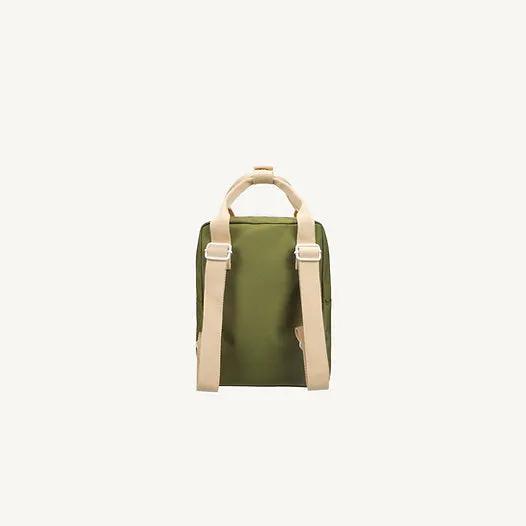 School backpack Citron Grenadine in olive green with beige straps